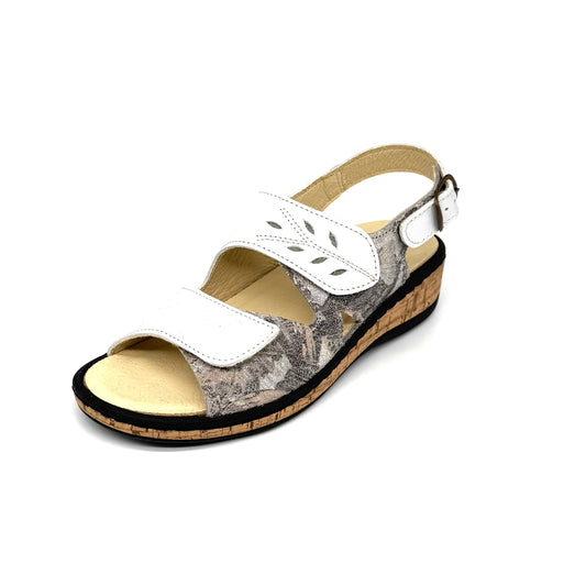 Damen Klett Sandalette weiss / grau von Turm 17898