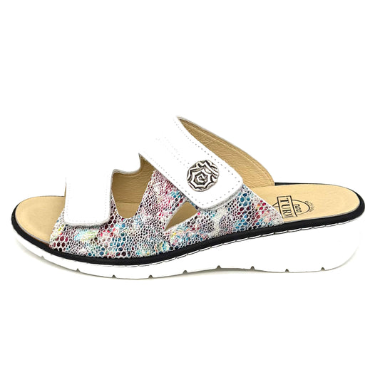 Damen Klett Pantolette Weiss Multi von Turm 17909