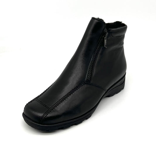 Damen Reissverschluss Stiefel Warmfutter Schwarz Semler 17782