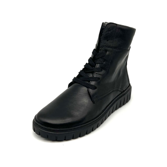 Damen Schnürer Reissverschluss Stiefel Warmfutter Schwarz Semler 17734