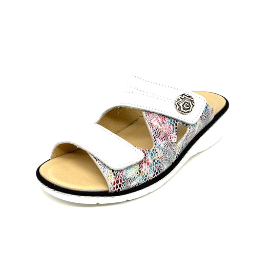 Damen Klett Pantolette Weiss Multi von Turm 17909