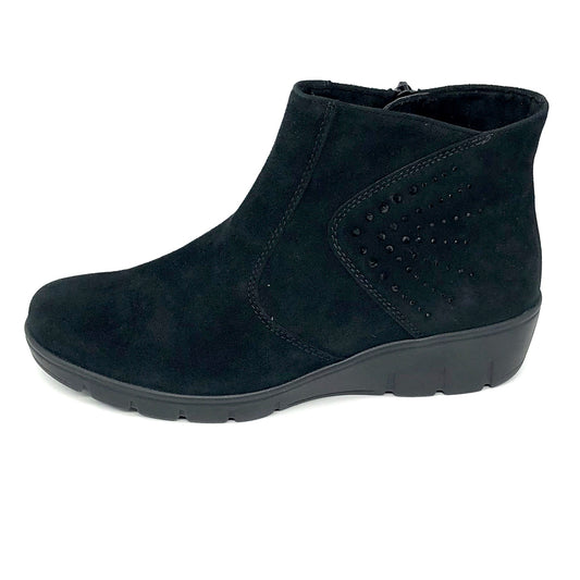 Damen Reissverschluss Stiefel Warmfutter Schwarz Semler 16478