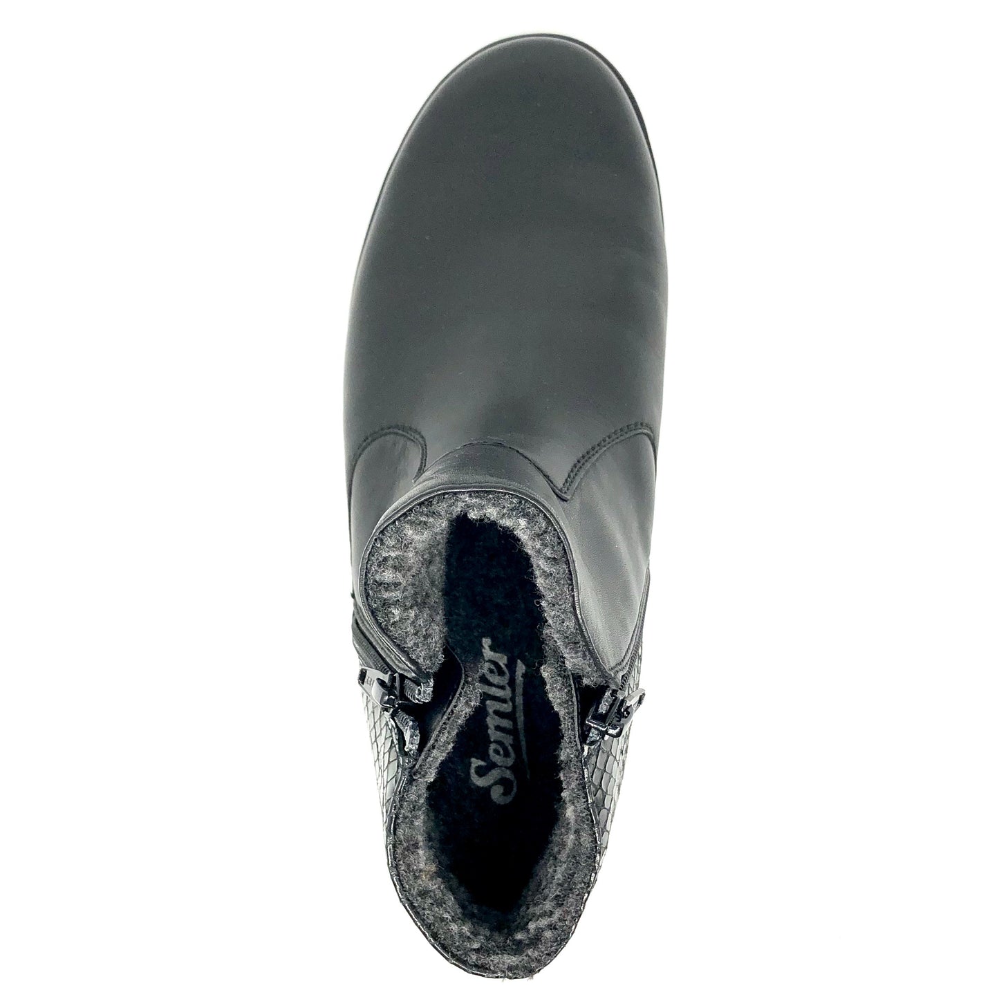 Damen Reissverschluss Stiefel Warmfutter Schwarz Semler 16257