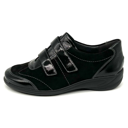 Damen Komfort Halbschuh Klett Schwarz von Semler 17612