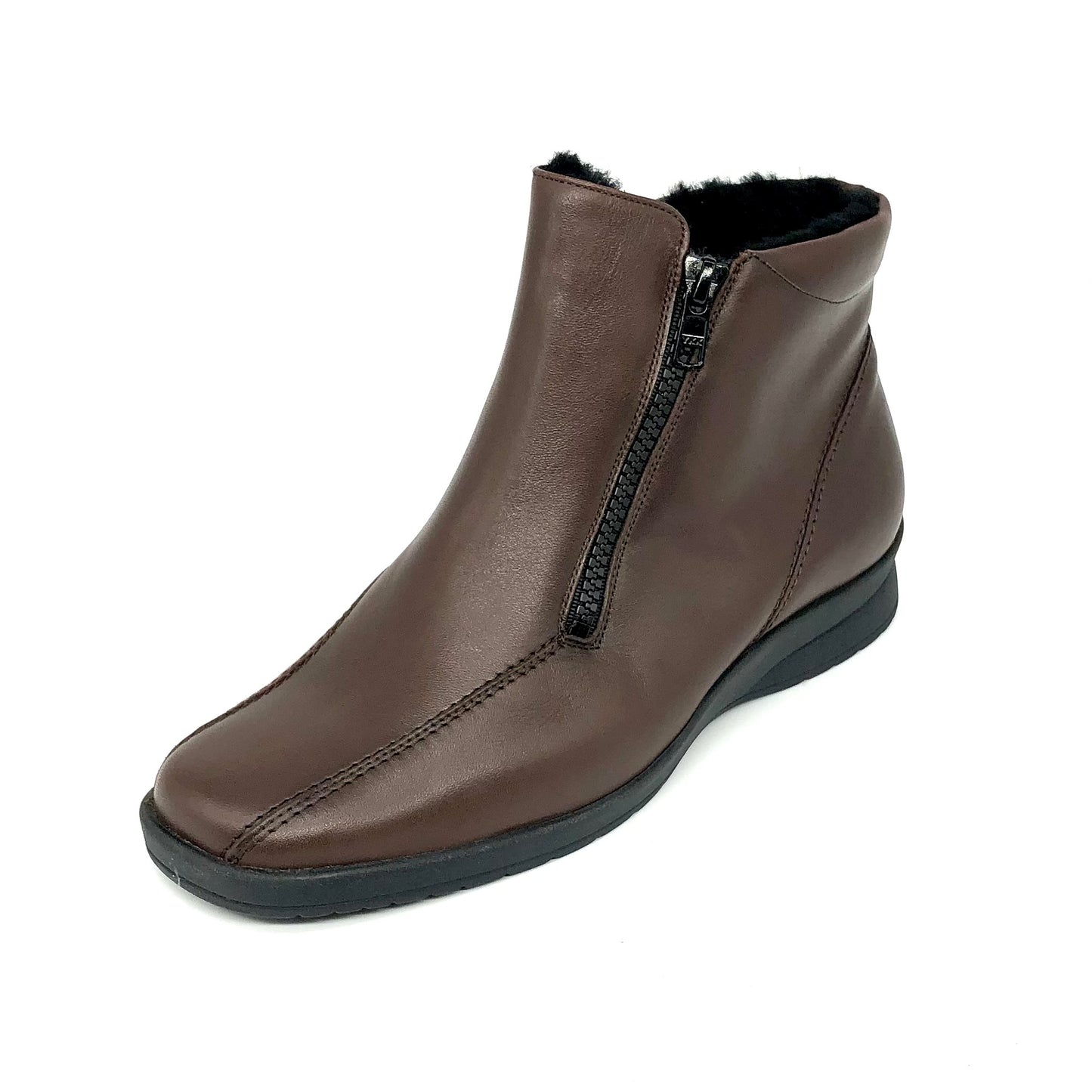 Damen Reissverschluss Stiefel Warmfutter Braun Semler 10979