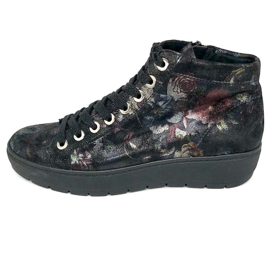 Damen Schnürer Stiefel Thermofutter Schwarz Druck Semler 17091