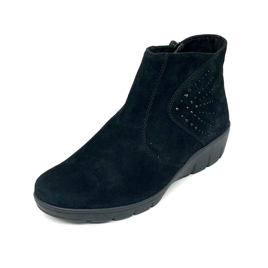 Damen Reissverschluss Stiefel Warmfutter Schwarz Semler 16478