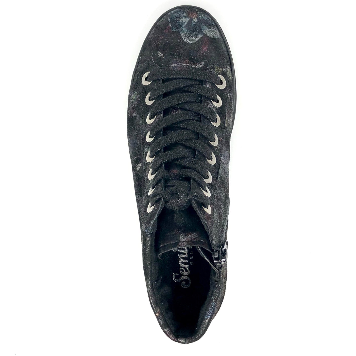 Damen Schnürer Stiefel Thermofutter Schwarz Druck Semler 17091