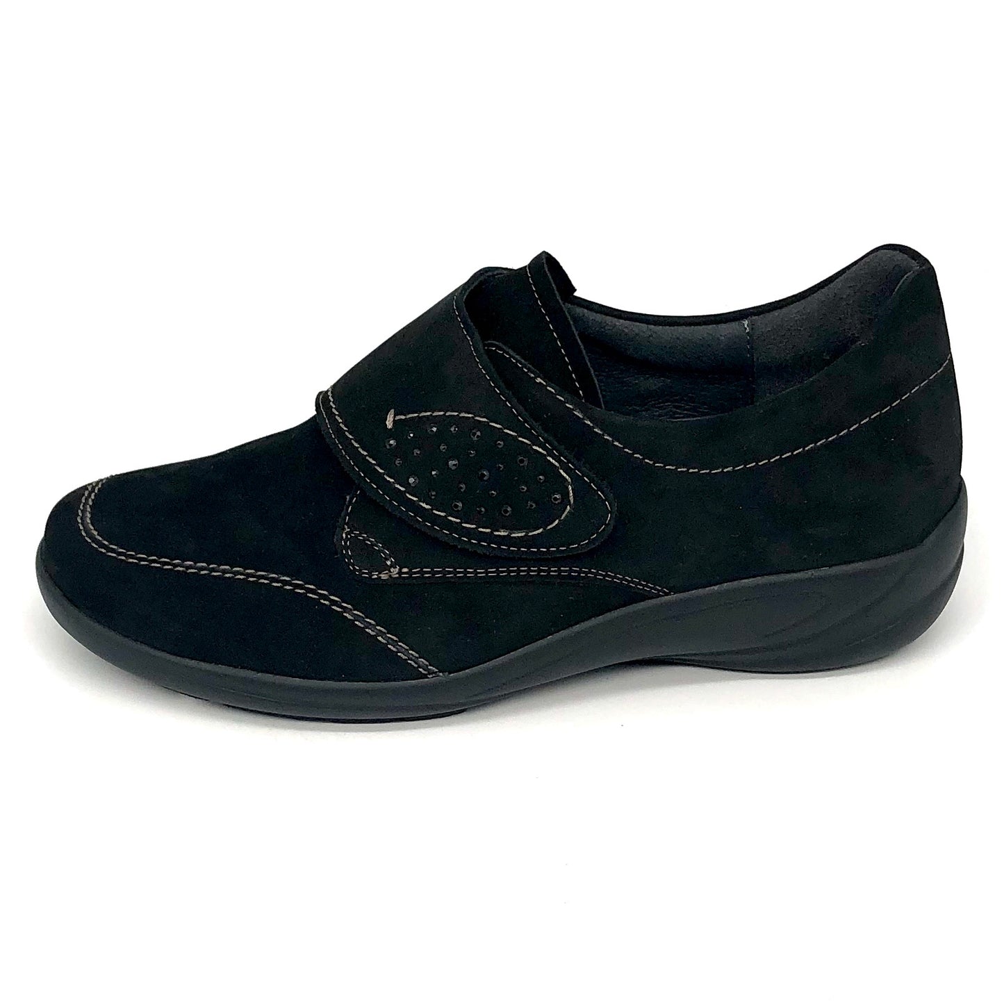 Damen Komfort Kletthalbschuh Schwarz Semler 15978