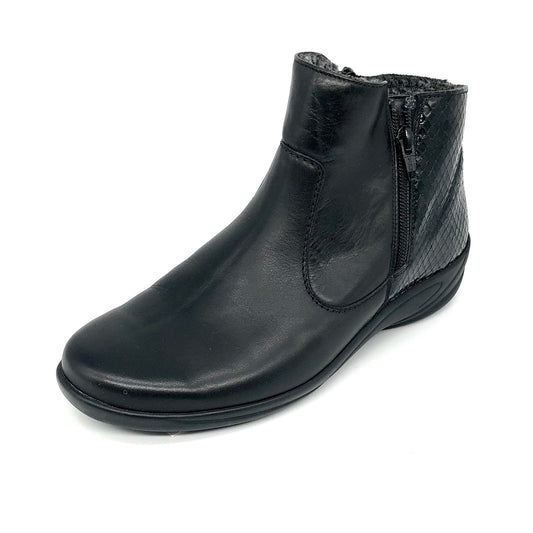 Damen Reissverschluss Stiefel Warmfutter Schwarz Semler 16257