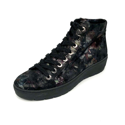 Damen Schnürer Stiefel Thermofutter Schwarz Druck Semler 17091