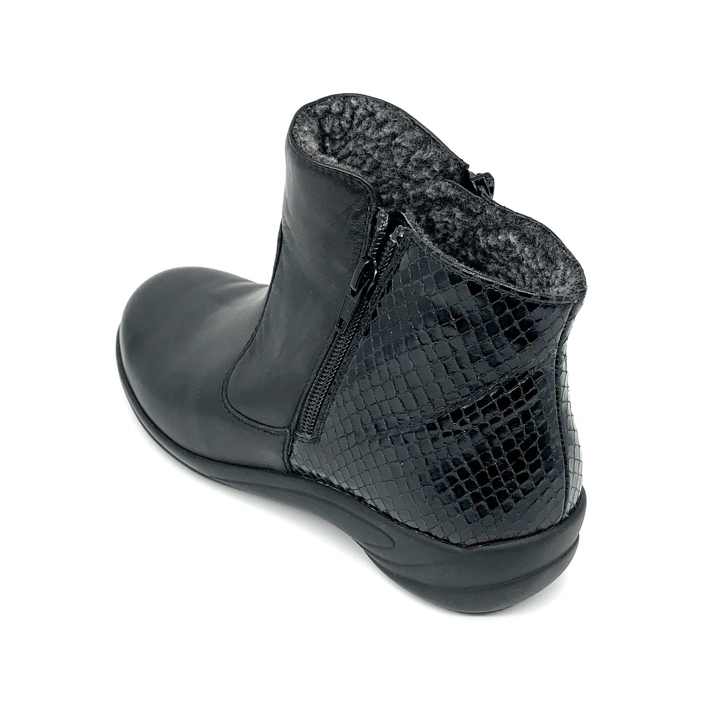 Damen Reissverschluss Stiefel Warmfutter Schwarz Semler 16257