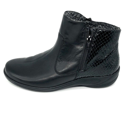 Damen Reissverschluss Stiefel Warmfutter Schwarz Semler 16257