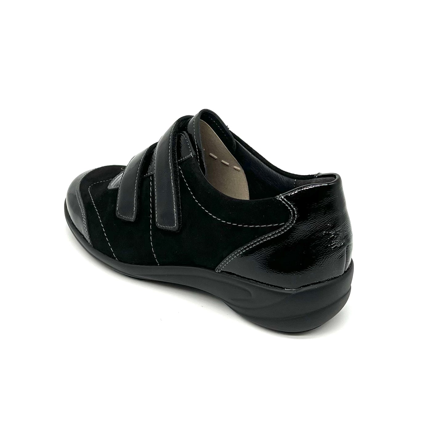 Damen Komfort Halbschuh Klett Schwarz von Semler 17612