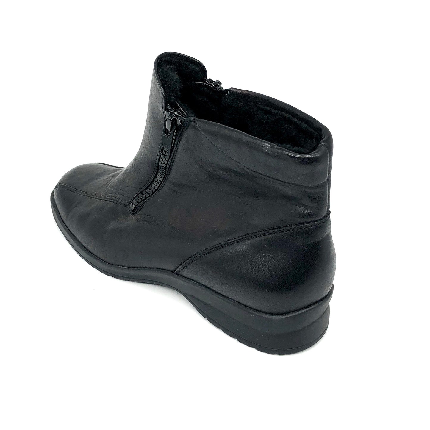 Damen Reissverschluss Stiefel Warmfutter Schwarz Semler 11723