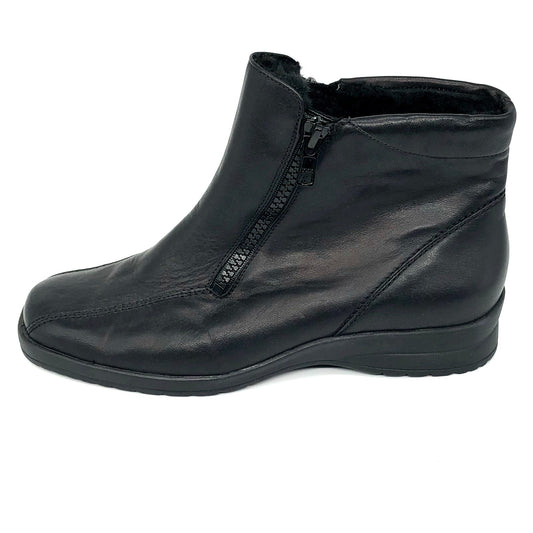 Damen Reissverschluss Stiefel Warmfutter Schwarz Semler 11723