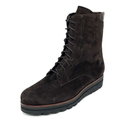 Damen Reissverschluss Schnürer Stiefel Warmfutter Braun Semler 16473