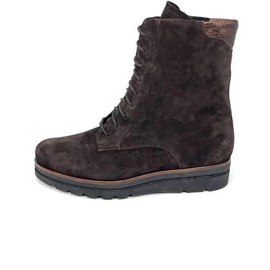 Damen Reissverschluss Schnürer Stiefel Warmfutter Braun Semler 16473