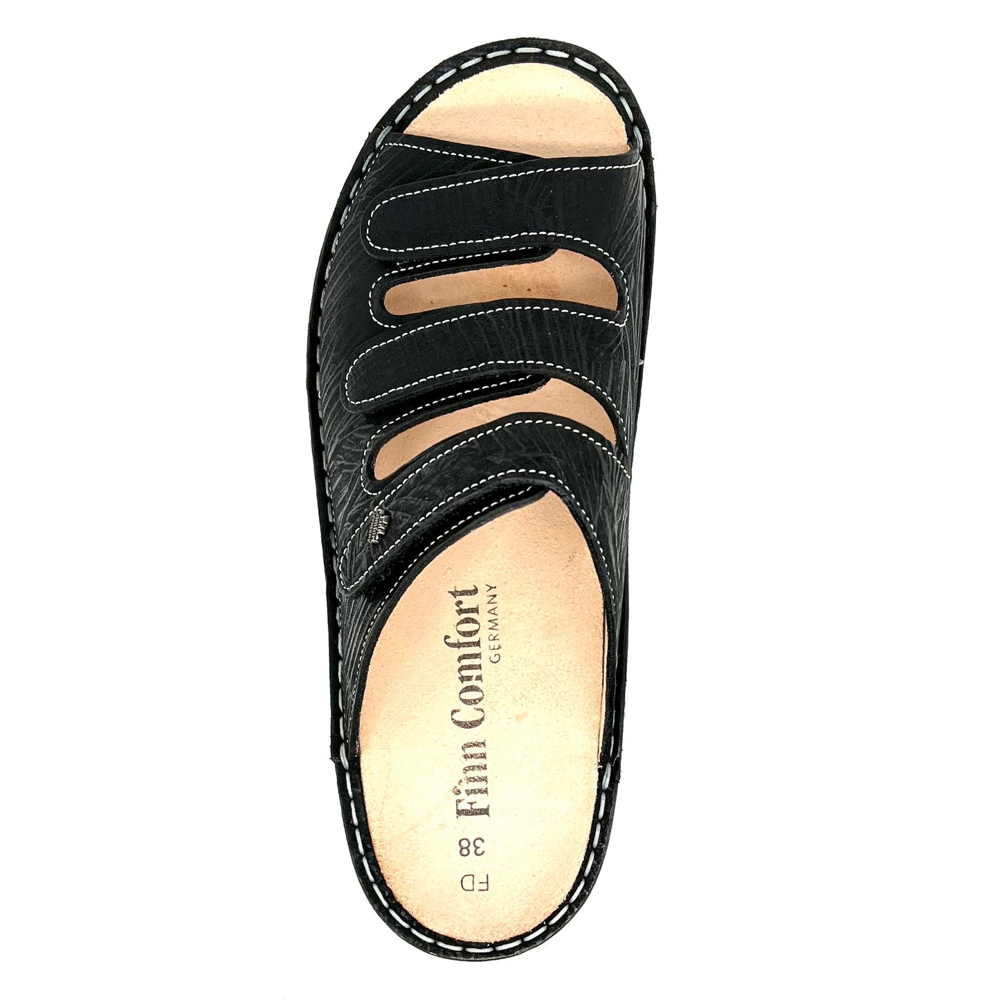 Damen Klett Pantolette Schwarz Print von Finn Comfort 17506