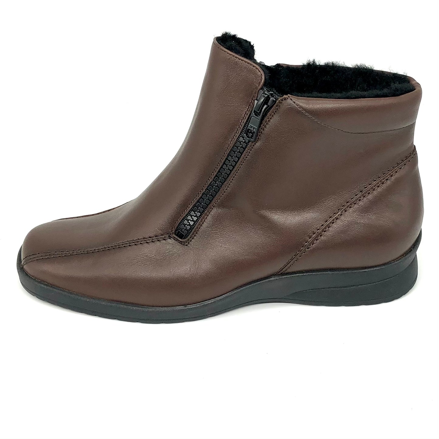 Damen Reissverschluss Stiefel Warmfutter Braun Semler 10979