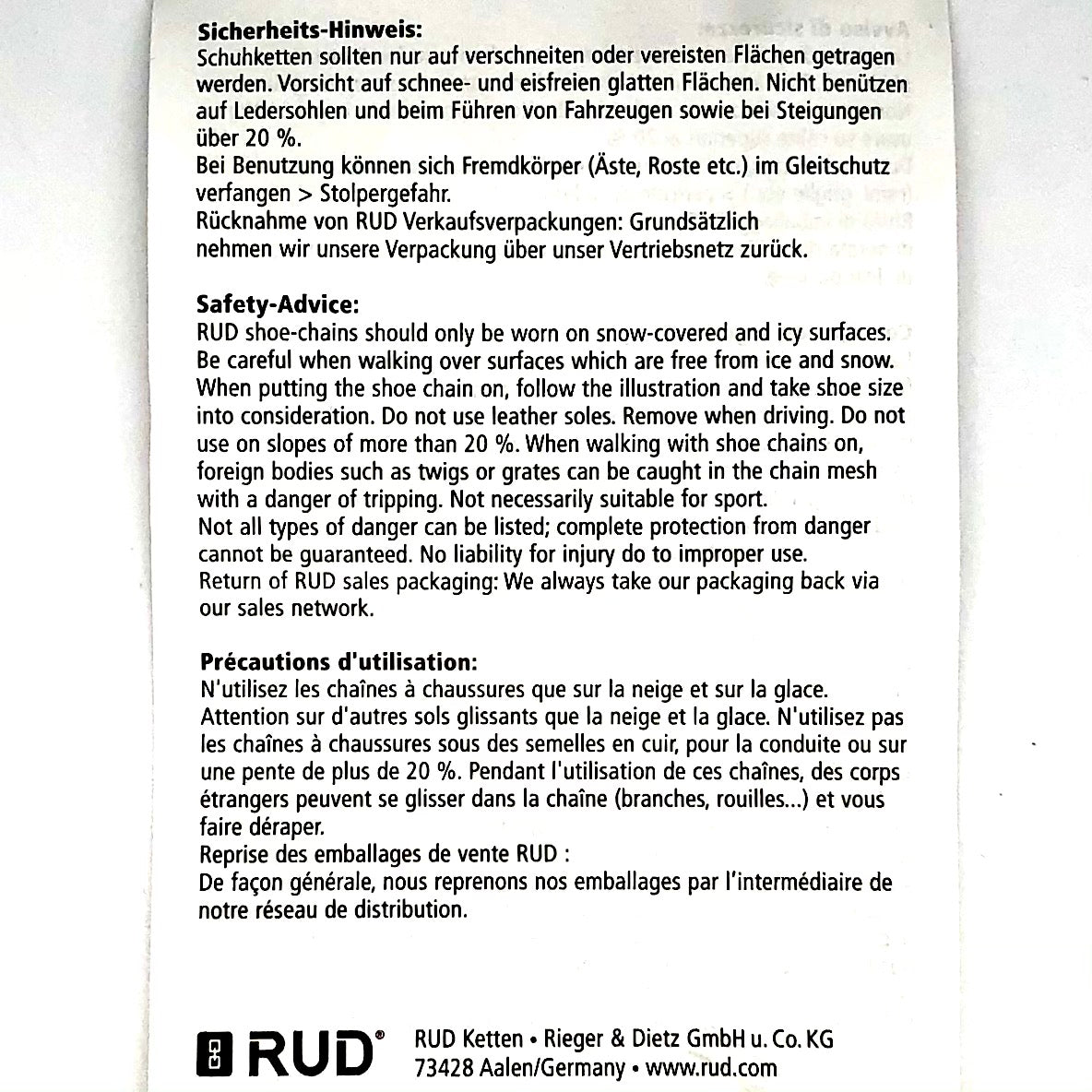 Quickstep Schneeketten für Schuhe von RUD 3193